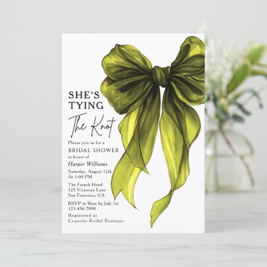 She's Tying The Knot QR Code Bridal Shower 招待状 (スタンド正面)