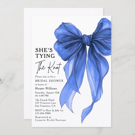 She's Tying The Knot QR Code Bridal Shower 招待状 (正面/裏面)