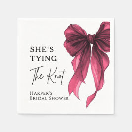 She's Tying The Knot Red Bow Bridal Shower スタンダードカクテルナプキン