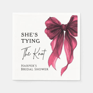 She's Tying The Knot Red Bow Bridal Shower スタンダードカクテルナプキン
