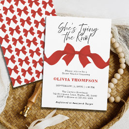 She's Tying the Knot Red Bow Bridal Shower 招待状