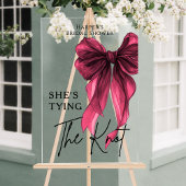 She's Tying The Knot Red Bow Welcome Sign アクリルサイン