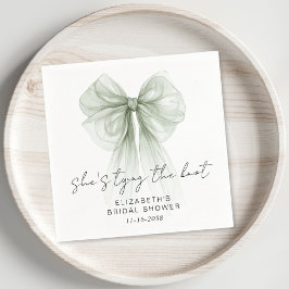 She's Tying The Knot Sage Bow Bridal Shower スタンダードカクテルナプキン