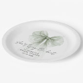 She's Tying The Knot Sage Bow Bridal Shower ペーパープレート (アングル)