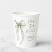 Shes Tying The Knot Sage Green Bow Bridal Shower 紙コップ (正面)