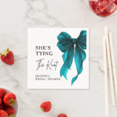 She's Tying The Knot Turquoise Bow Bridal Shower スタンダードカクテルナプキン (インサイチュ)