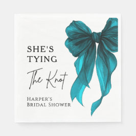 She's Tying The Knot Turquoise Bow Bridal Shower スタンダードランチョンナプキン