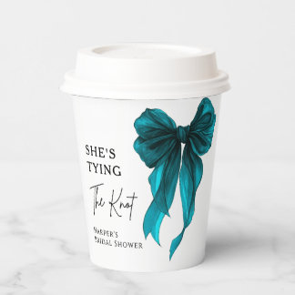 She's Tying The Knot Turquoise Bow Bridal Shower 紙コップ