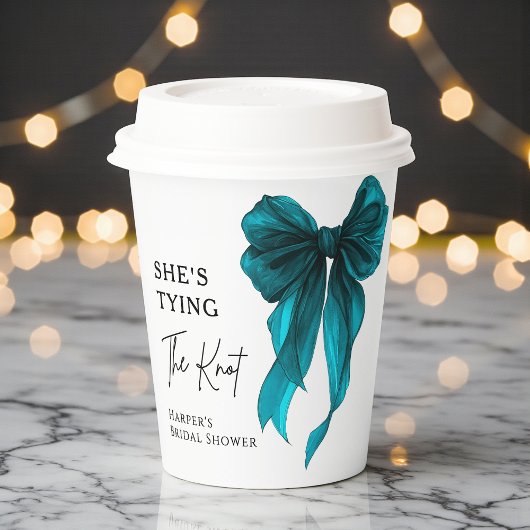 She's Tying The Knot Turquoise Bow Bridal Shower 紙コップ