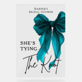 She's Tying The Knot Turquoise Bow Welcome Sign アクリルサイン (正面)