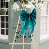 She's Tying The Knot Turquoise Bow Welcome Sign アクリルサイン