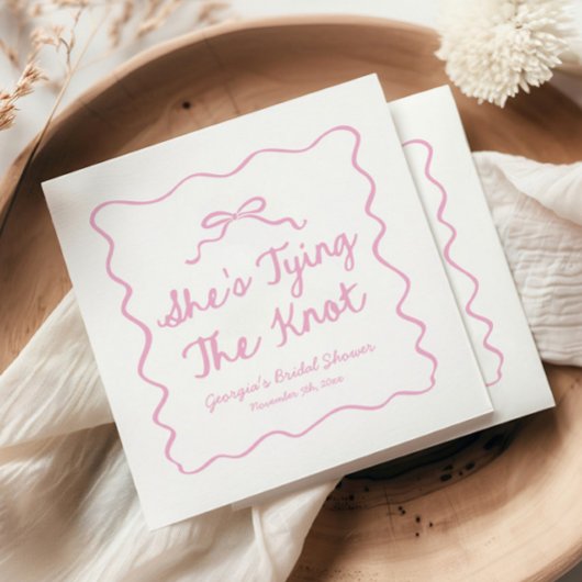 She's Tying The Knot Whimsical Bow Bridal Shower スタンダードカクテルナプキン