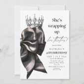 She's Wrapping Up Her thirties Bow 40th Birthday 招待状 (正面)