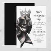 She's Wrapping Up Her thirties Bow 40th Birthday 招待状 (正面/裏面)