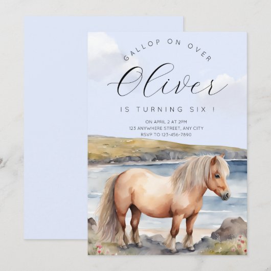 Shetland Pony Birthday Invitation 招待状 (正面/裏面)