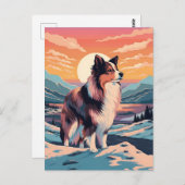 Shetland Sheepdog冬の山の森 ポストカード (正面/裏面)