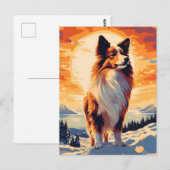 Shetland Sheepdog冬の山の森 ポストカード (正面/裏面)