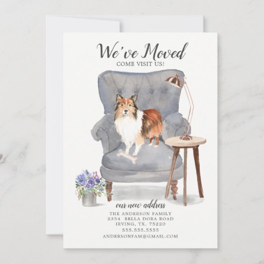 Shetland Sheepdog引っ越しました移動発表 案内状 (正面)