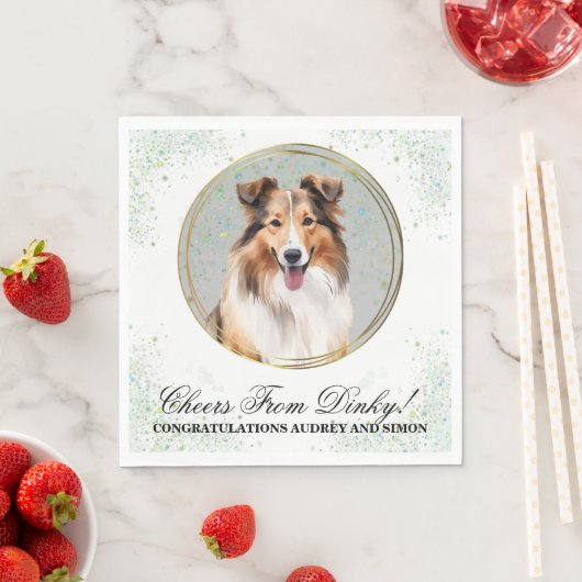 Shetland Sheepdog結婚のナプキンと犬の写真 スタンダードランチョンナプキン (インサイチュ)