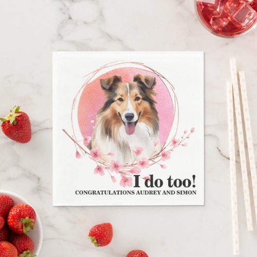 Shetland Sheepdog結婚のナプキンと犬の写真 スタンダードランチョンナプキン (インサイチュ)