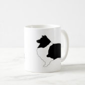 Shetland Sheepdog Black and White SIlhouette コーヒーマグカップ (正面右)