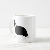 Shetland Sheepdog Black and White SIlhouette コーヒーマグカップ (正面左)