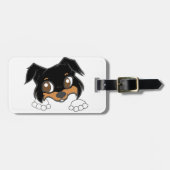 Shetland Sheepdog Black Tri Peeking Cartoon ラゲッジタグ (正面横)