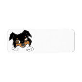 Shetland Sheepdog Black Tri Peeking Cartoon ラベル (正面)