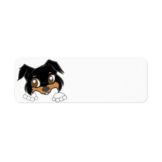 Shetland Sheepdog Black Tri Peeking Cartoon ラベル (正面)