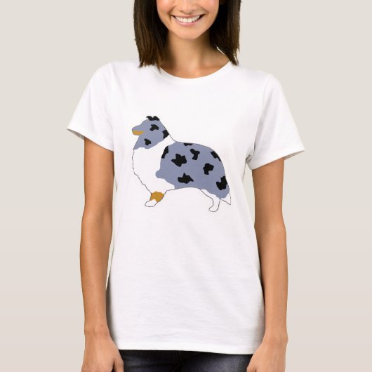 shetland sheepdog blue merle whiteとtan silo.pn tシャツ (正面)