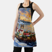 Shetland Sheepdog Christmas Boat Holiday エプロン (インサイチュ)