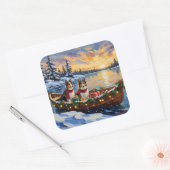 Shetland Sheepdog Christmas Boat Holiday スクエアシール (封筒)