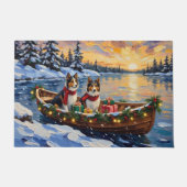 Shetland Sheepdog Christmas Boat Holiday ドアマット (正面)