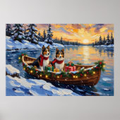 Shetland Sheepdog Christmas Boat Holiday ポスター (正面)