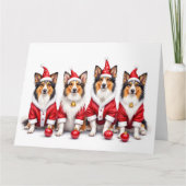 Shetland Sheepdog Christmas Dress Santa Hat カード (正面)