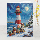 Shetland Sheepdog Christmas Lighthouse Holiday カード (黄色い花)