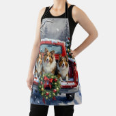 Shetland Sheepdog Christmas Red Truck Holiday エプロン (インサイチュ)