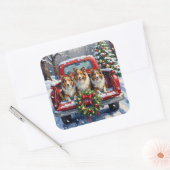 Shetland Sheepdog Christmas Red Truck Holiday スクエアシール (封筒)
