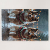 Shetland Sheepdog Christmas Snow Holiday  ジグソーパズル (横)