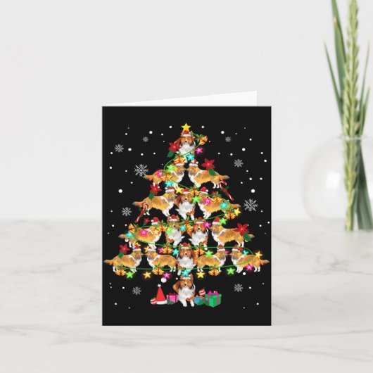 Shetland Sheepdog Christmas Tree Funny Sheltie Chr カード (正面)