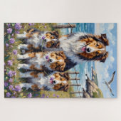 Shetland Sheepdog Coastal Heather Art ジグソーパズル (横)