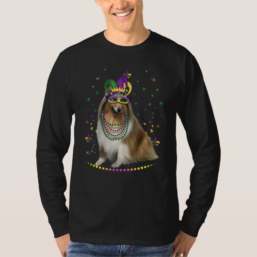Shetland Sheepdog Dog Lover Cute Mardi Gras Carniv Tシャツ (正面)