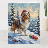 Shetland Sheepdog Herding Christmas Ornaments Hat カード (正面)