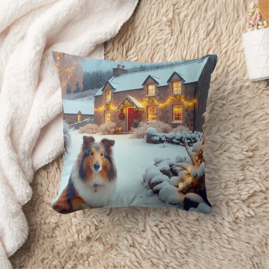 Shetland Sheepdog Holiday クッション (ブランケット)
