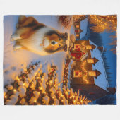 Shetland Sheepdog Holiday  フリースブランケット (正面(横))