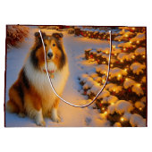 Shetland Sheepdog Holiday  ラージペーパーバッグ (裏面)