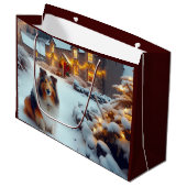 Shetland Sheepdog Holiday  ラージペーパーバッグ (正面アングル)