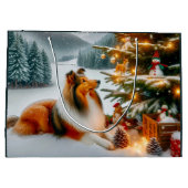  Shetland Sheepdog Holiday  ラージペーパーバッグ (裏面)