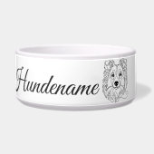 Shetland Sheepdog Line Art personalized bowl ボウル (正面)