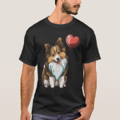 Shetland Sheepdog Love Heart Valentines Day on She Tシャツ (正面)